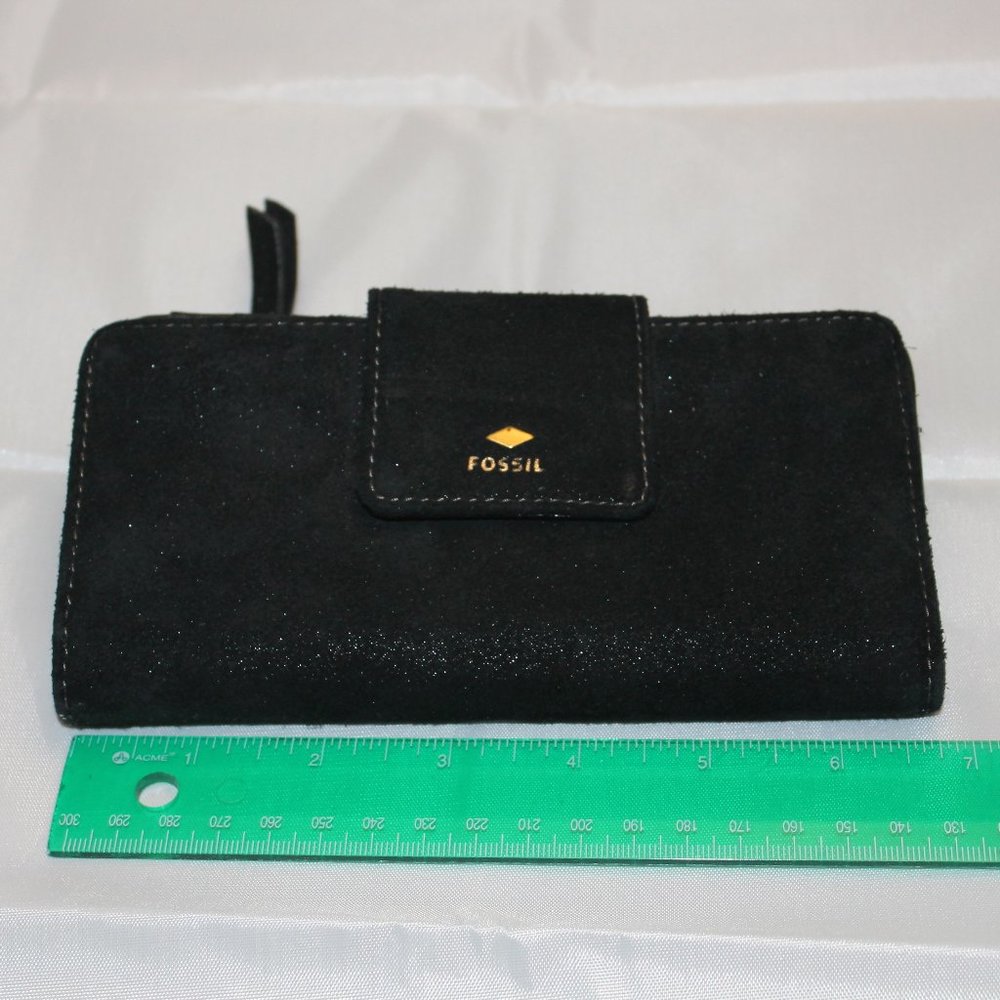 Black suede Fossil wallet